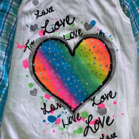 Girls Attached Tank Top Plaid Shirt - Picture 4 of 7